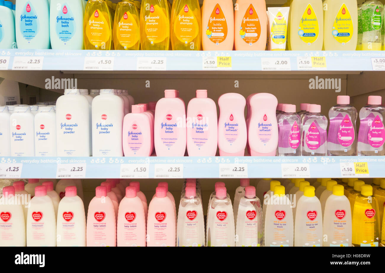 Johnson`s Baby products in UK supermarket Stock Photo